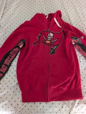 Hands High Mens Tampa Bay Buccaneers Zip Up Hoodie Sweatshirt, Red, Small